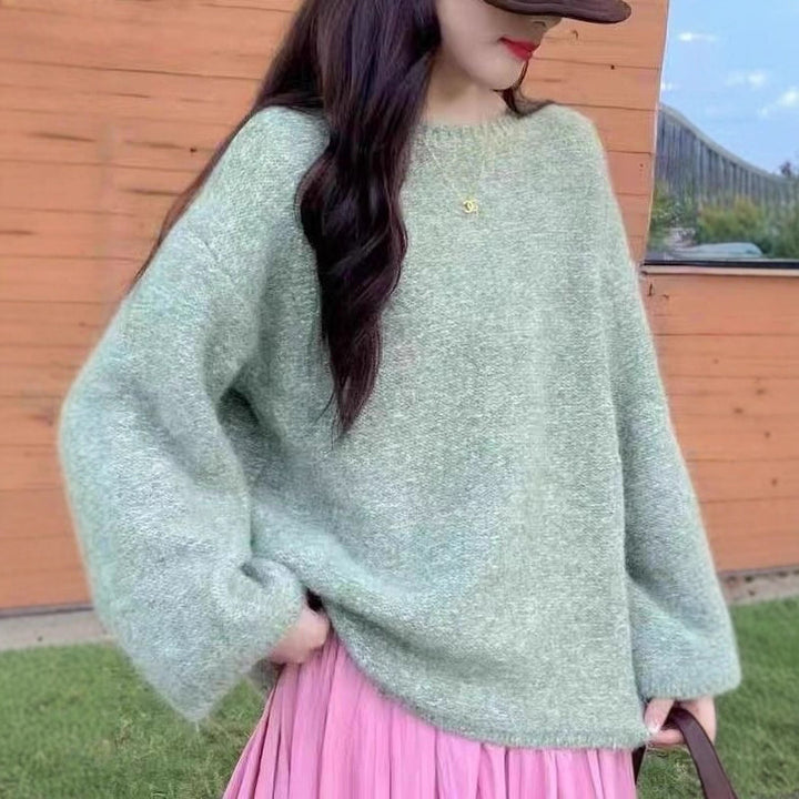 Damen Flauschiger Strickpullover mit weitem Schnitt Drune