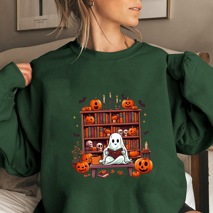 Damen Sweatshirt mit herbstlichem Gruselmotiv und lässigen Puffärmeln Drune