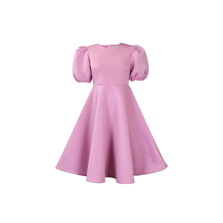 Damen Midi-Kleid mit voluminösen Puffärmeln und schwingendem Rock Drune
