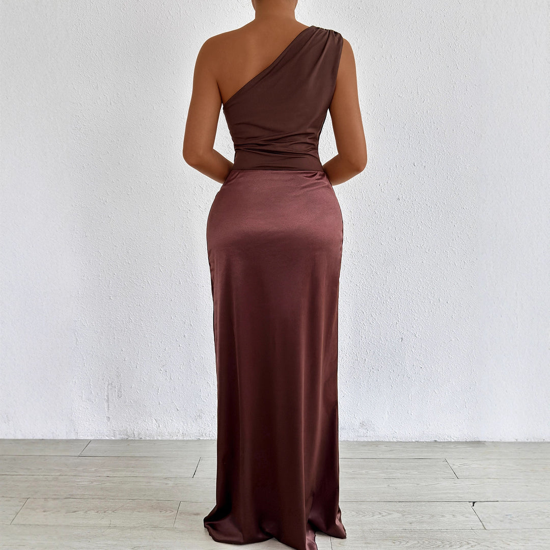 Damen Elegantes und figurbetontes Abendkleid mit asymmetrischem Ausschnitt Drune