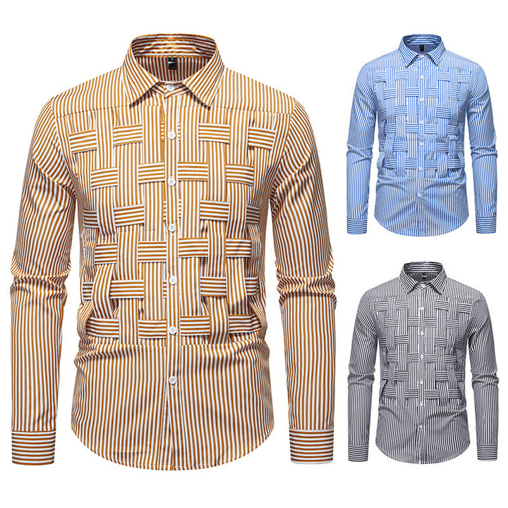 Herren elegantes Hemd mit strukturiertem Streifenmuster Drune