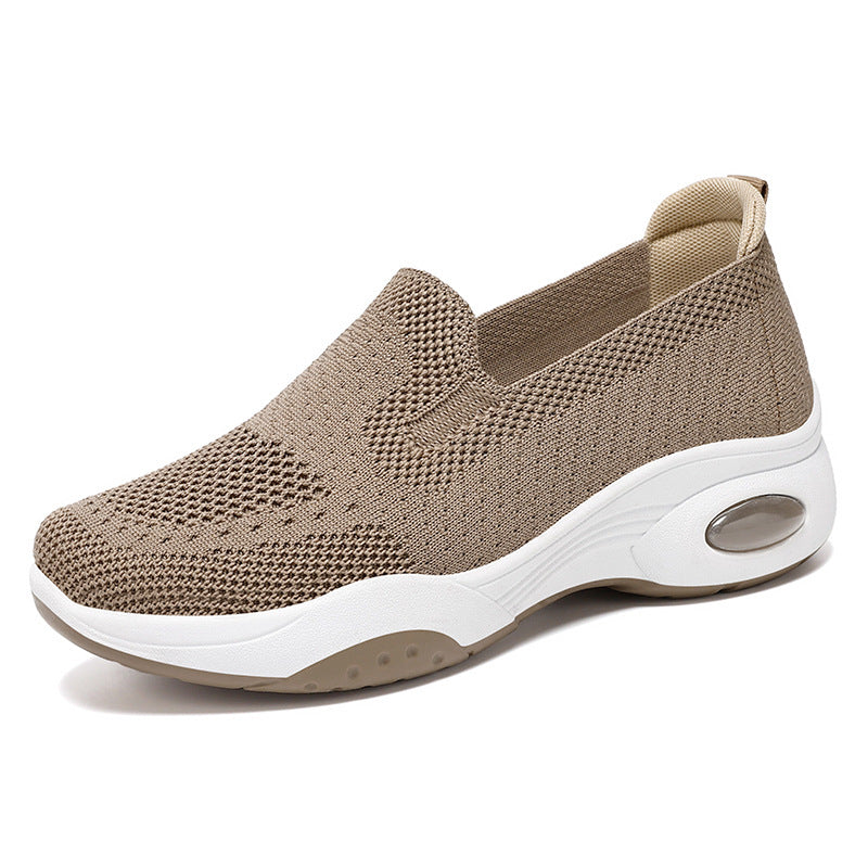 Damen nan nahtloser Strick-Freizeit-Sneaker mit atmungsaktiver Mesh-Oberschicht und sichtbarer Luftkissen-Zwischensohle Drune