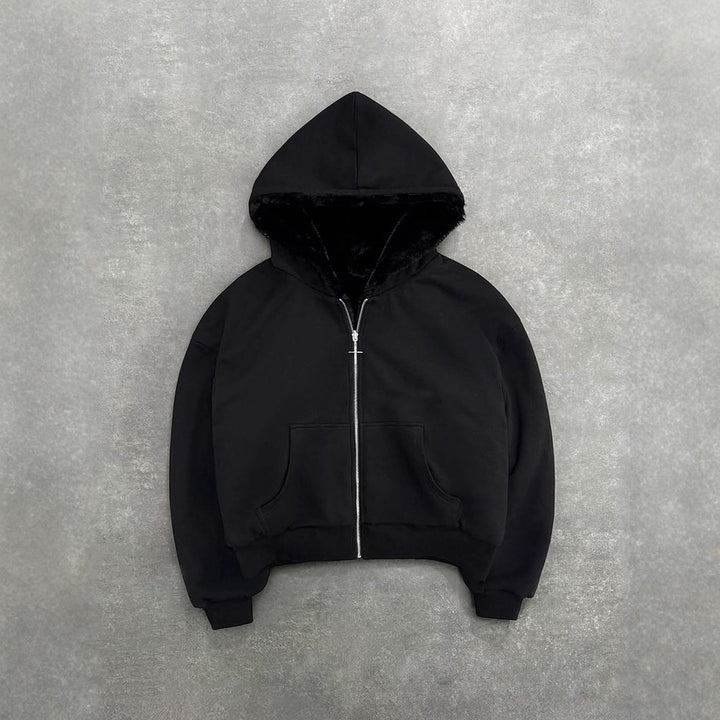 Damen Kapuzenpullover mit weichem Innenfutter und hochwertigem Reißverschluss Drune