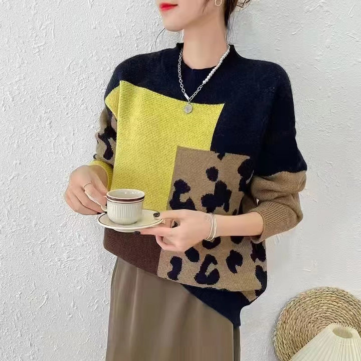Damen Modischer Pullover mit graphischem Muster und angeschnittenen Ärmeln Drune