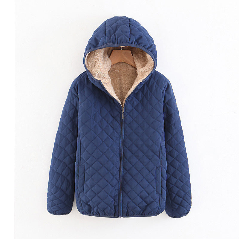 Damen gesteppte Winterjacke mit kuscheligem Innenfutter und Kapuze Drune