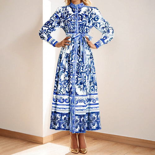 Damen Midikleid im eleganten Barockdesign mit aufwendigen Musterdetails Drune