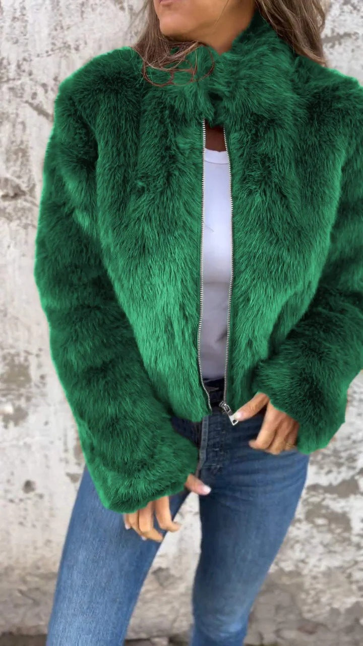 Damen Kuschelige Fleecejacke mit hohem Kragen Drune