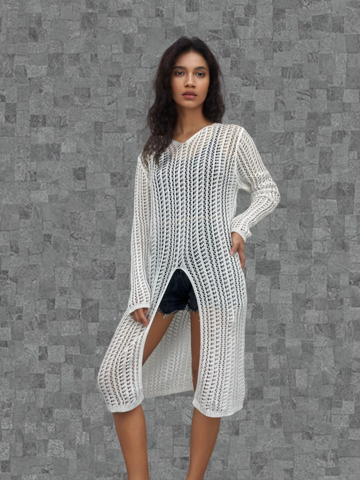 Damen Longpullover mit raffiniertem Netzdesign Drune