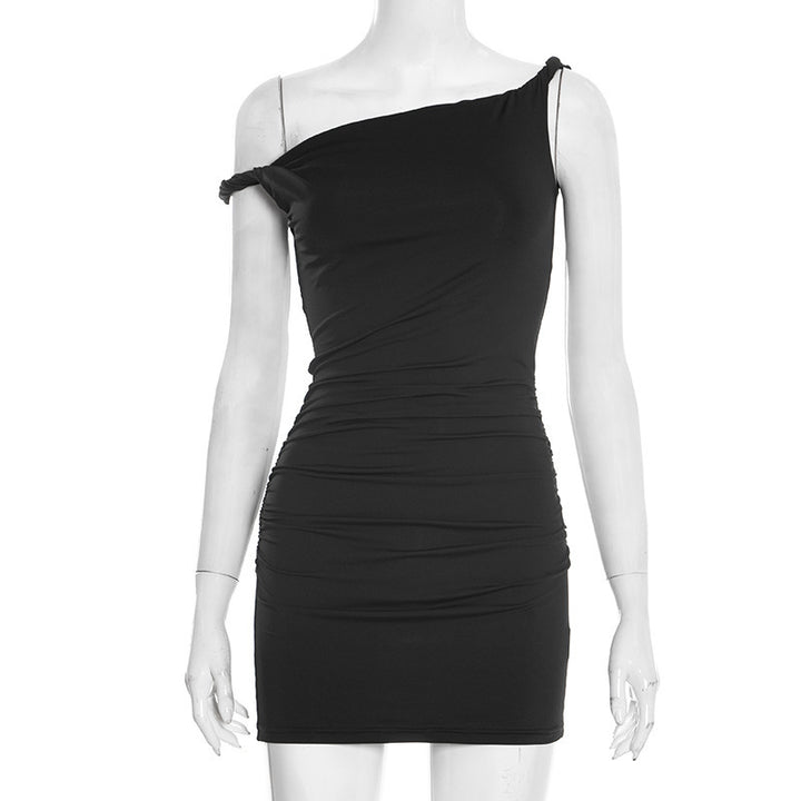 Damen asymmetrisches Minikleid mit elegantem Rüschendetail Drune