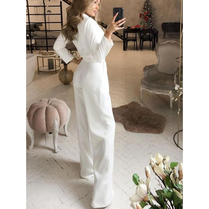 Damen Eleganter und modischer Jumpsuit mit schmalem Kragen und praktischen Taschen Drune