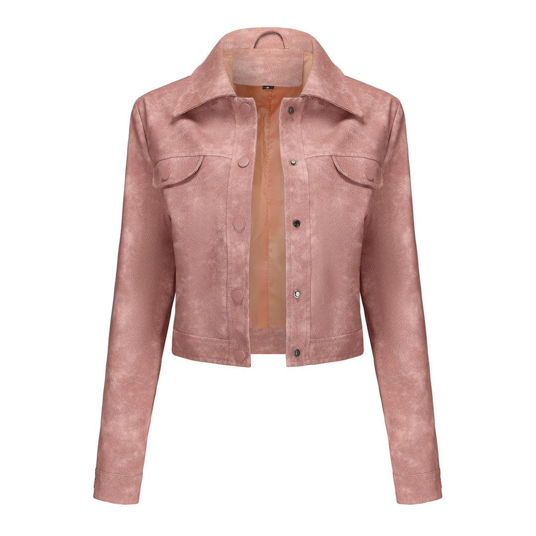 Damen modische kurz geschnittene Lederjacke Drune