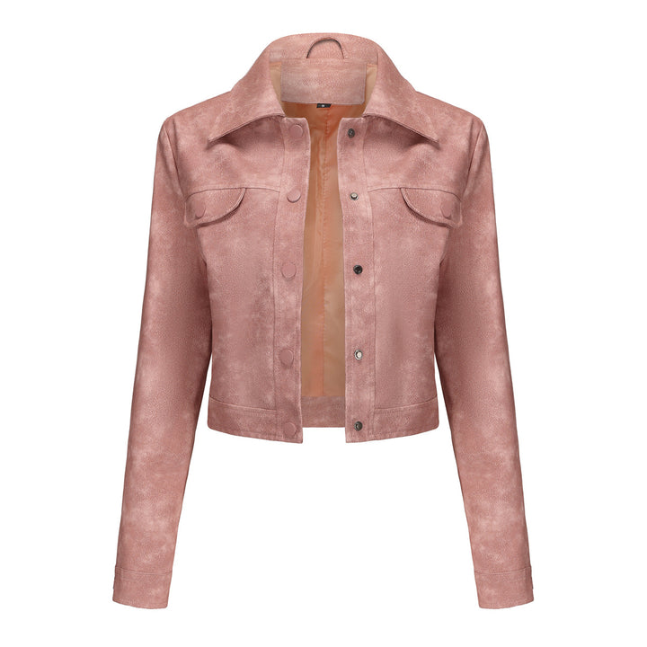 Damen modische kurz geschnittene Lederjacke Drune