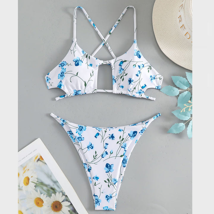Damen Bikiniset mit verstellbaren Trägern und floralem Musterdruck Drune