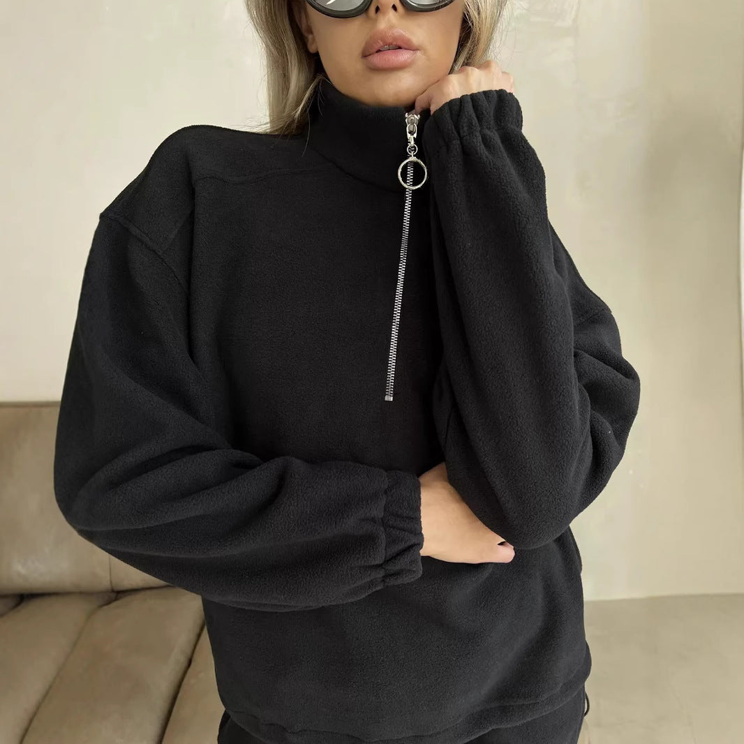 Damen Sportliches Sweatshirt und Jogginghose Set mit Tunnelzug Drune
