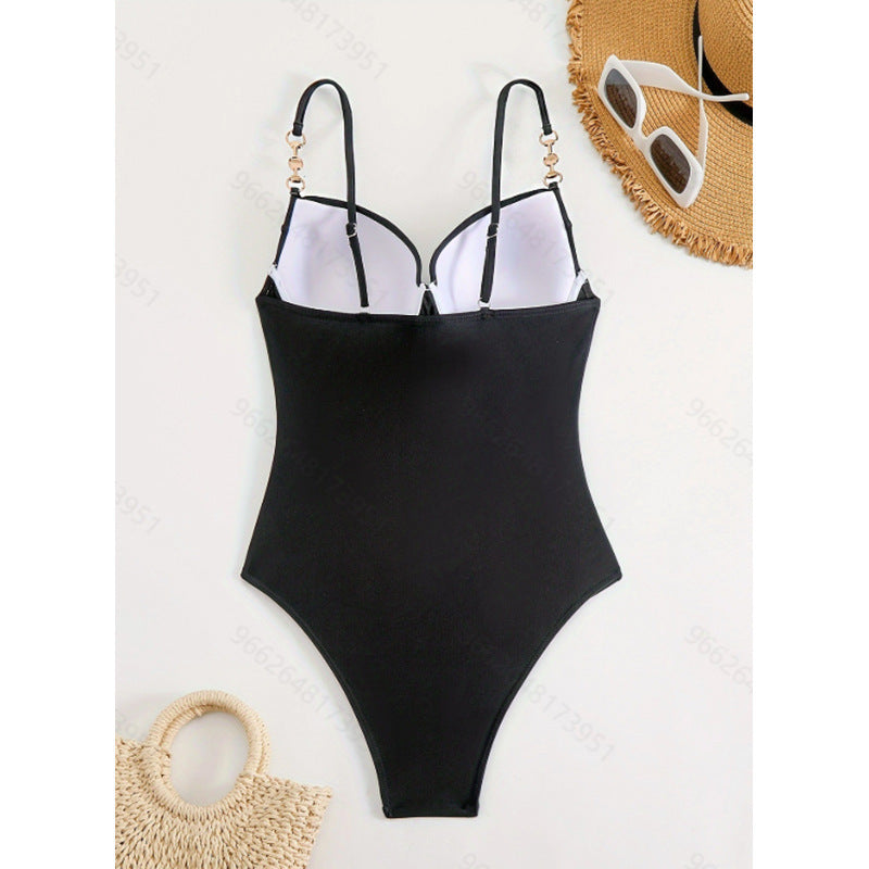 Damen Einteiler Badeanzug mit elegantem Bustier-Design und verstellbaren Trägern Drune