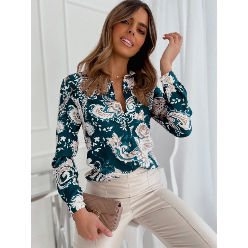 Damen Modische Bluse mit floralen Mustern und elegantem Schnitt Drune