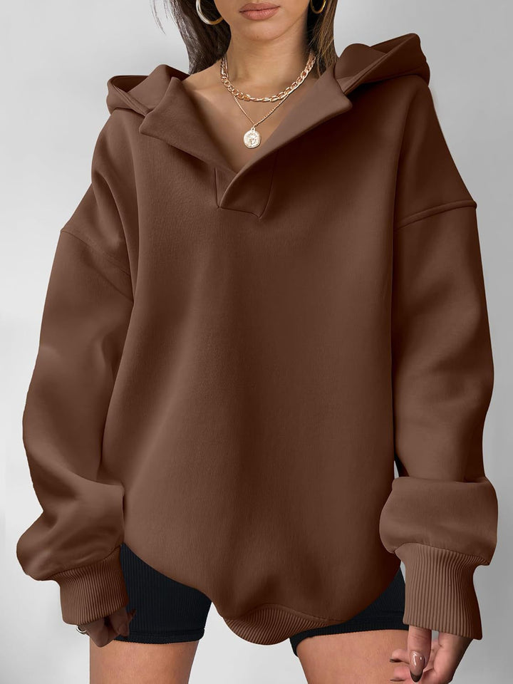 Damen Oversized Kapuzenpullover mit einzigartigem Kragen Drune