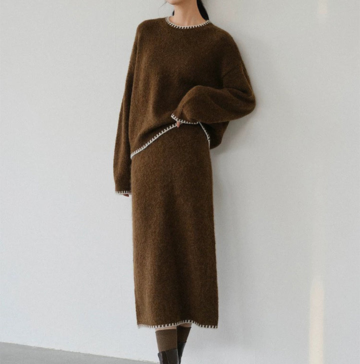 Damen Strickensemble mit lässigem Schnitt und dekorativen Details Drune