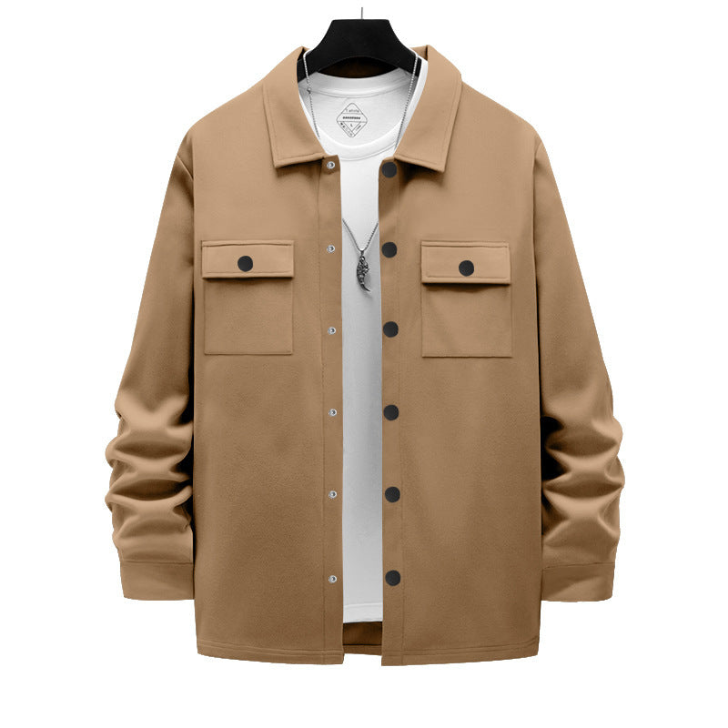 Herren nan Overshirt-Jacke mit Brustklappen, lockerer Passform und durchgehender Knopfleiste Drune