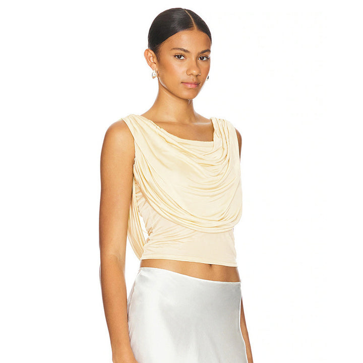 Damen elegantes lockeres Oberteil mit Drapierung Drune