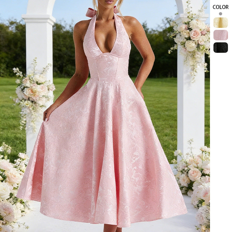 Damen Elegantes Hochzeitskleid mit raffiniertem Halterneck und schwingendem Rock Drune