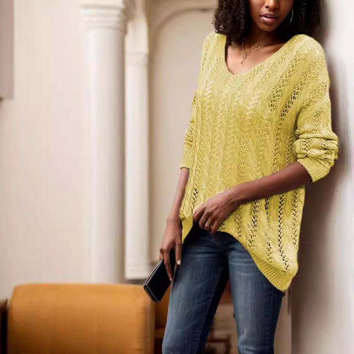 Damen Strickpullover mit luftiger Lochmusterung und weitem Schnitt Drune
