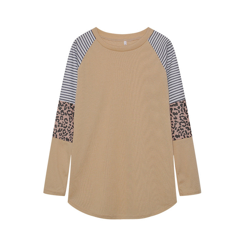 Damen Sportliches Langarmshirt mit tierischem Muster und modernem Streifendesign Drune