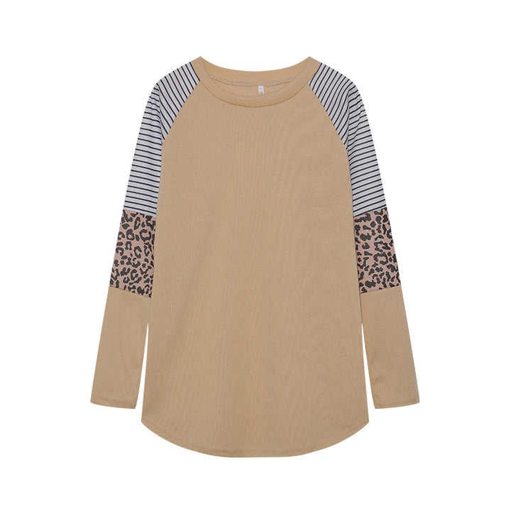 Damen Sportliches Langarmshirt mit tierischem Muster und modernem Streifendesign Drune