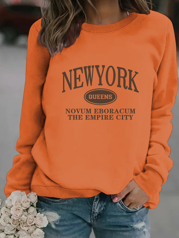 Damen Sweatshirt mit stylischem New Yorker Schriftzug Drune