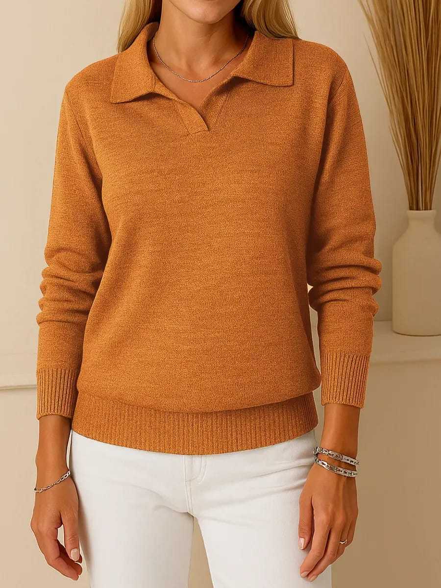 Damen hochwertiger Pullover im Polo-Stil Drune