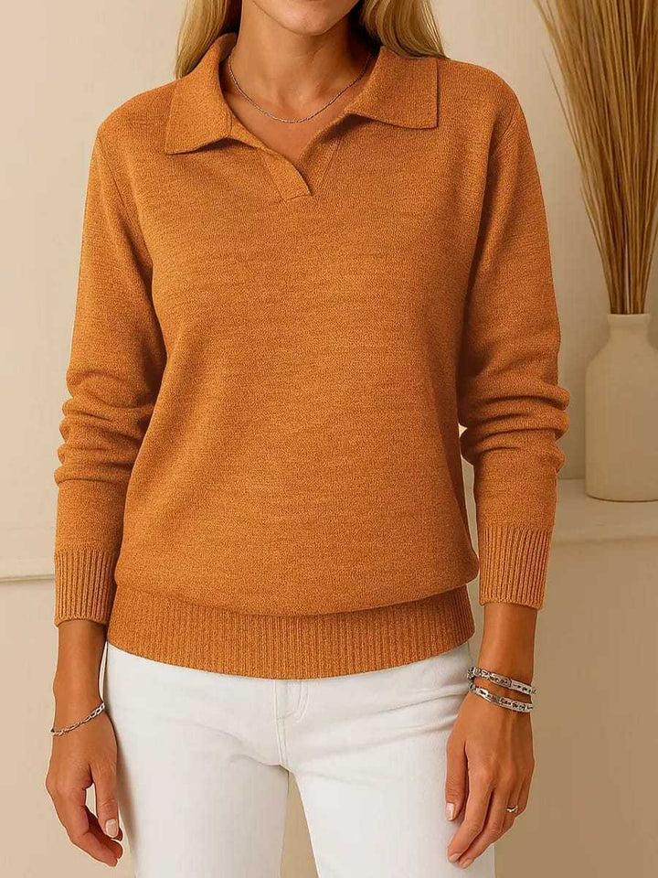 Damen hochwertiger Pullover im Polo-Stil Drune