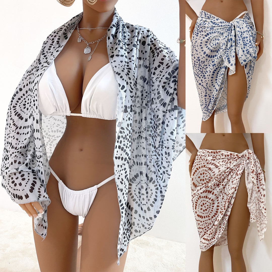 Damen luftiger Strandüberwurf mit asymmetrischen Mustern Drune