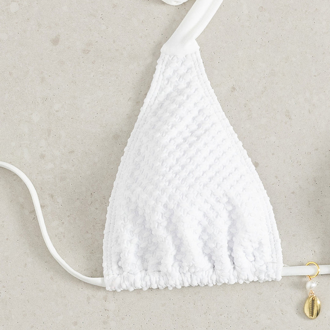 Damen Triangel-Bikini mit eleganten Schleifen und Muschelverzierungen Drune