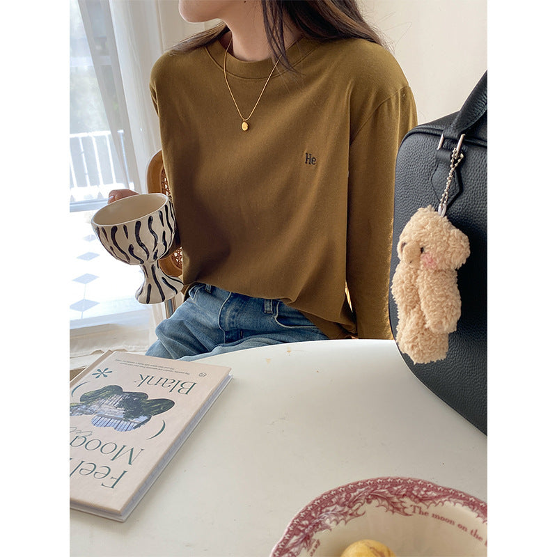 Damen lässiges Langarmshirt mit minimalistischen Details Drune