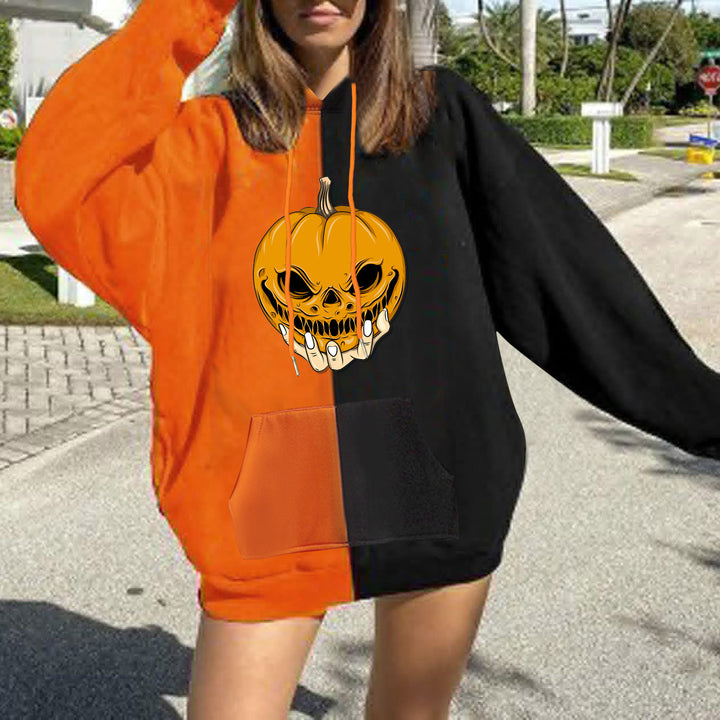 Damen Kapuzenpullover mit fröhlichem Halloween-Motiv Drune