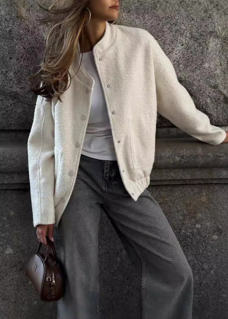Drune | Strukturiertes Fleece Snap-Button Jacke