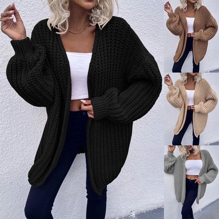 Damen Grobstrick Cardigan mit weit geschnittenen Ärmeln und lässigem Look Drune
