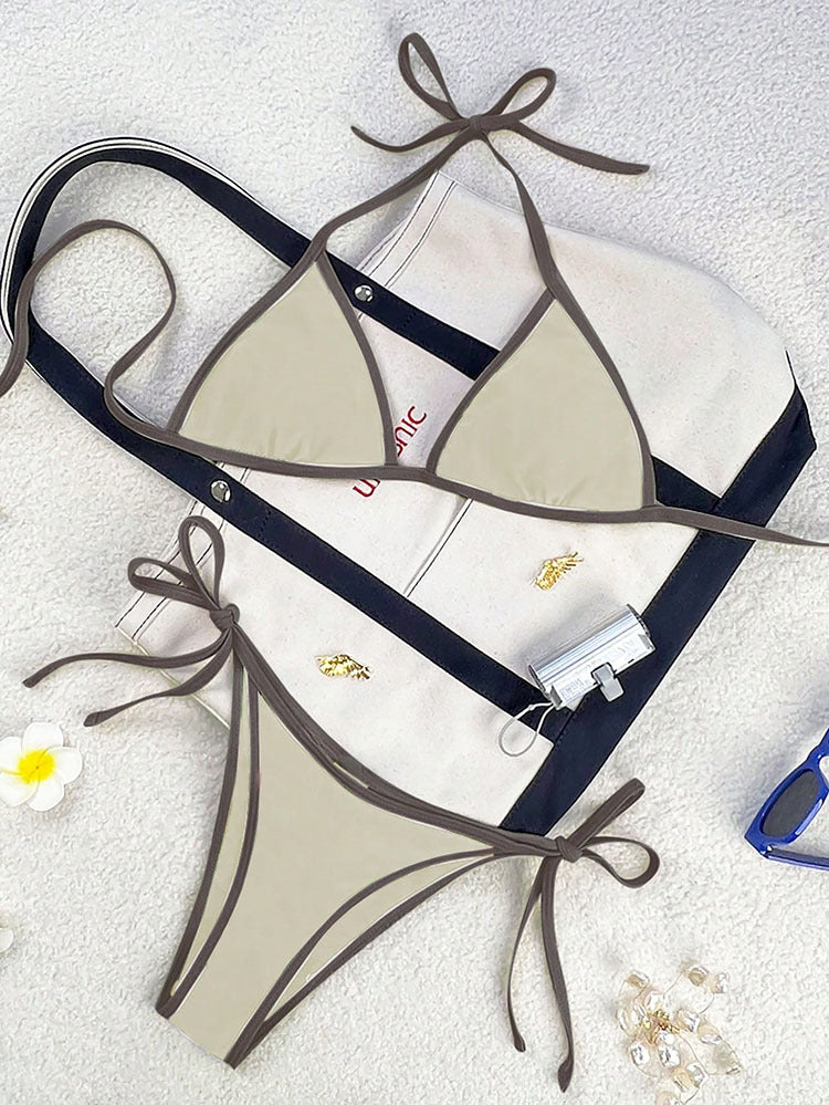 Damen Triangel-Bikini mit verspielten Schleifendetails Drune
