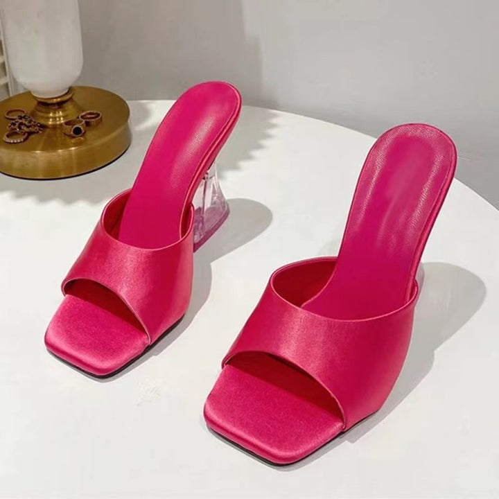 Damen Mules mit transparentem Blockabsatz und modischem Obermaterial Drune