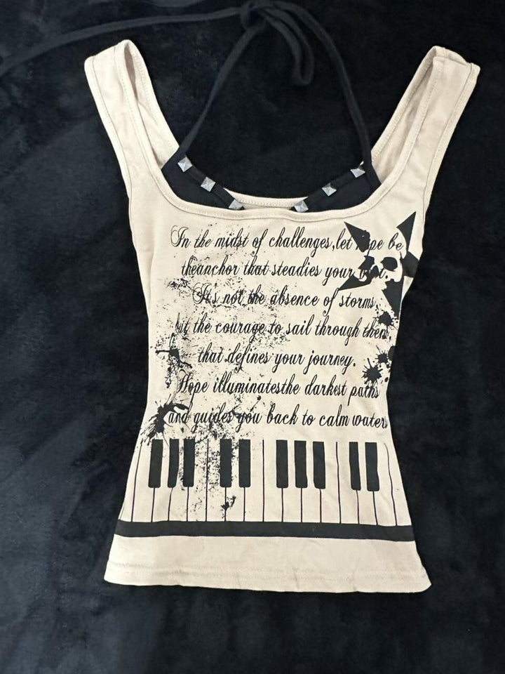 Damen musikalisches Graphic-Tanktop mit einzigartigem Schnitt Drune