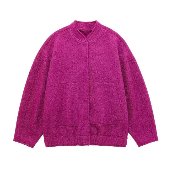 Damen Kuschelige Oversized-Jacke aus flauschigem Material mit praktischen Taschen Drune