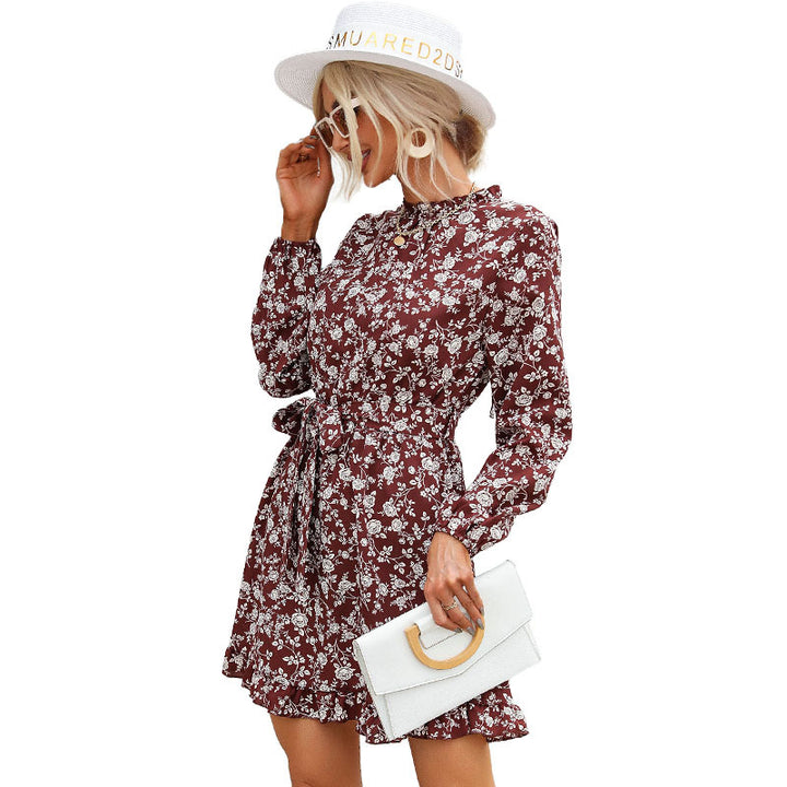 Damen Sommerkleid mit floralem Design und Gürtel Drune