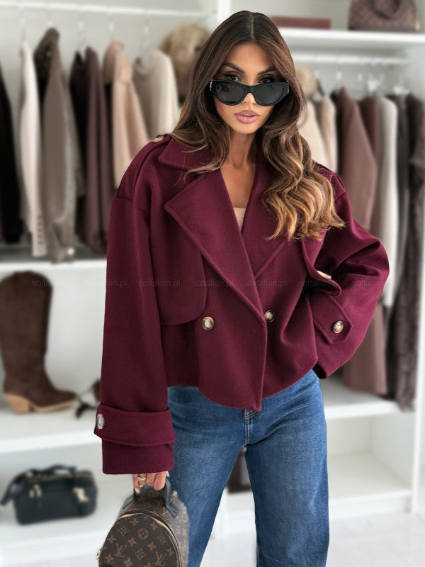 Damen Trendige cropped Blazerjacke mit doppelter Knopfleiste und breitem Revers Drune