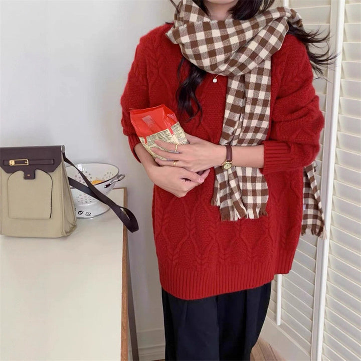 Damen Strickpullover mit Zopfdesign und lässigem Schnitt Drune