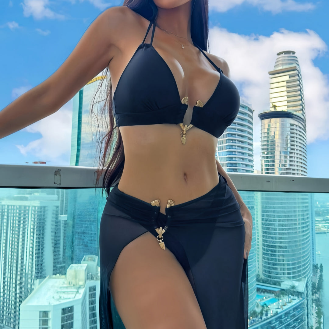 Damen Bikini-Set mit elegantem Wickelrock und raffinierten Details Drune