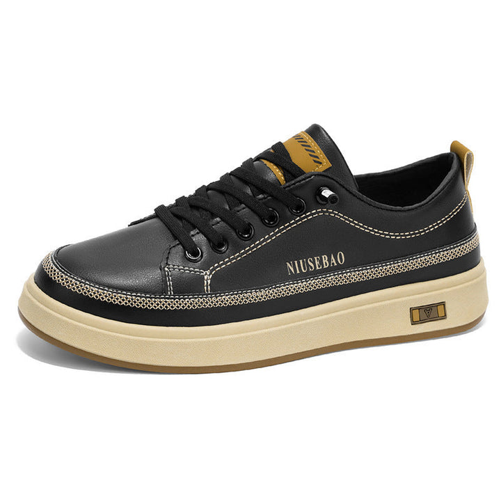 Damen Modische Ledersneakers mit bequemer Dämpfung und rutschfester Sohle Drune