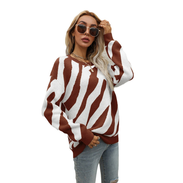 Damen modischer Strickpullover mit auffälligem Tiermuster und innovativem Schnitt Drune
