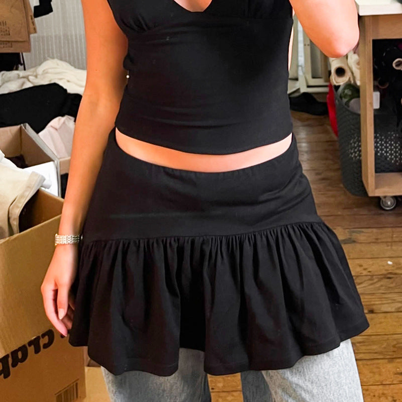 Damen Set aus Spaghetti-Top und Rüschensrock Drune
