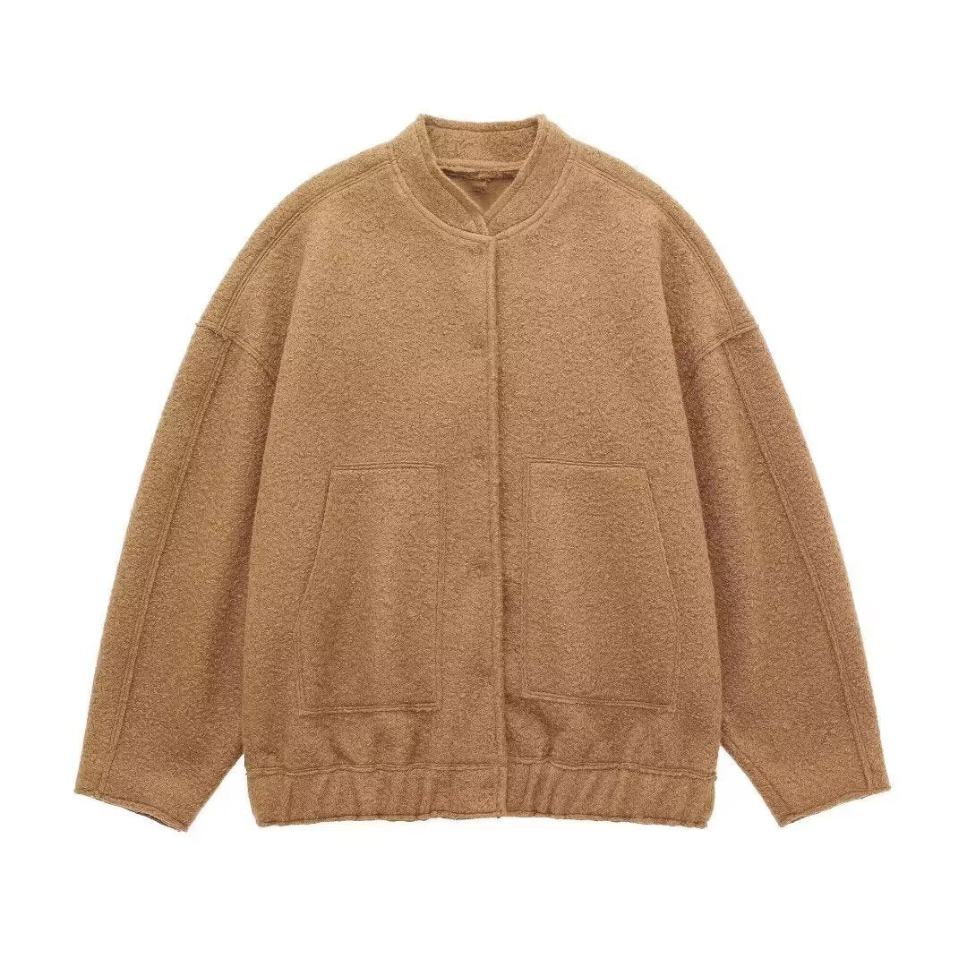 Damen Kuschelige Oversized-Jacke aus flauschigem Material mit praktischen Taschen Drune