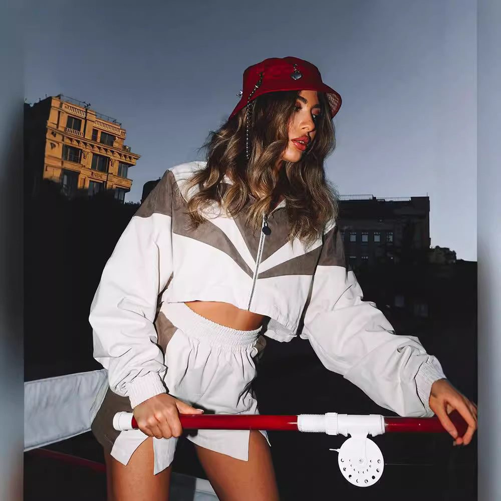 Damen Sportlich Elegante Sommerjacke und Shorts Set Drune